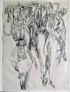 En gata i Berlin, Tyskland (ritning av Ernst Ludwig Kirchner