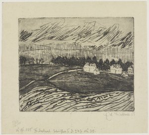 Åkrar och hus i Erzgebirge av Ernst Ludwig Kirchner
