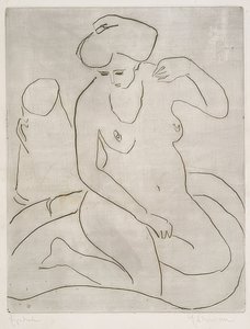 Naken i badkar med halsband. 1909 av Ernst Ludwig Kirchner