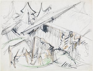 Alpstuga med kor (Stafelalp) av Ernst Ludwig Kirchner