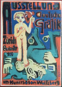 Utställning, tysk grafik i Kunstsalon Wolfsberg, c.1921 av Ernst Ludwig Kirchner