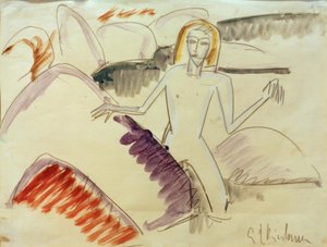 Badande på stenar av Ernst Ludwig Kirchner