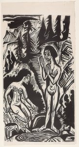 Badande i stenar. 1921 av Ernst Ludwig Kirchner