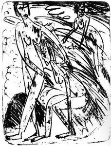 Badande i vågor av Ernst Ludwig Kirchner