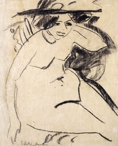 Dido med hatt; Dido mit Hut, ca 1909 av Ernst Ludwig Kirchner
