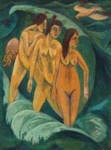 De tre badgästerna. 1913 av Ernst Ludwig Kirchner