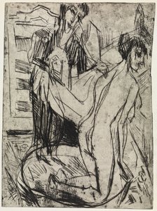 Tre figurer/En kvinna torkar av en badande av Ernst Ludwig Kirchner