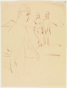 Tre stående figurer utomhus av Ernst Ludwig Kirchner