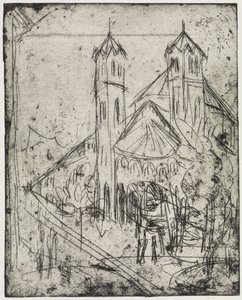 Hörn vid vinterträdgården/Sankt Gereons kyrka i Köln I av Ernst Ludwig Kirchner