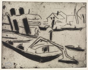Elbzille med kedjedragningsmaskin av Ernst Ludwig Kirchner
