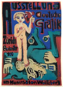 Utställning av tysk grafik på Kunstsalon Wolfsberg; Utställning av tysk grafik i Kunstsalon Wolfsberg, ca 1921-1923 av Ernst Ludwig Kirchner