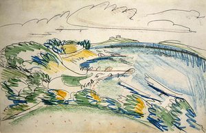 Fehmarn Coast nära Wulfen (penna och vaxkrita på papper) av Ernst Ludwig Kirchner
