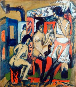 Nakna kvinnor i en studio - Målning av Ernst Ludwig Kirchner (1880-1938) av Ernst Ludwig Kirchner