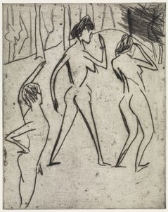 Badande som går in i skogen/Hippodrom av Ernst Ludwig Kirchner