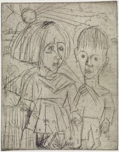 Barn vid solnedgången / Människor på berget av Ernst Ludwig Kirchner