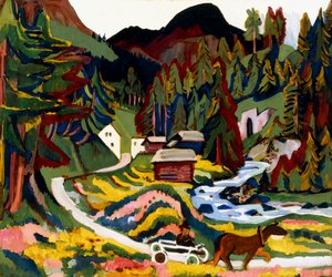 Landskap på våren, Sertig, 1924-25 av Ernst Ludwig Kirchner