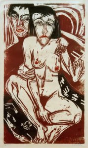Melankoli (självporträtt med Erna) av Ernst Ludwig Kirchner