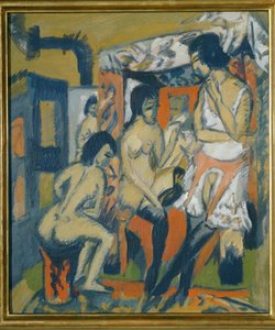 Nudes in Studio (olja på duk) av Ernst Ludwig Kirchner
