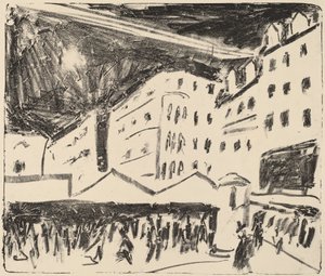 Gamla marknaden i Dresden med årlig mässa av Ernst Ludwig Kirchner