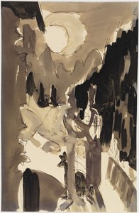 Ett par i månskenet framför huset av Ernst Ludwig Kirchner