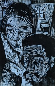 Bondepar i stugan, 1919 av Ernst Ludwig Kirchner