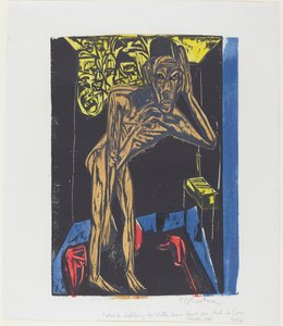 Peter Schlemihls underbara berättelse: Schlemihl i ensamheten i sitt rum av Ernst Ludwig Kirchner