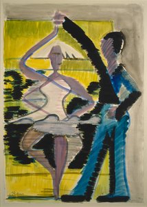 Pirouetting Dancer, ca 1931-32 (akvarell och pensel i svart över blyerts på slät pergamentkartong) av Ernst Ludwig Kirchner