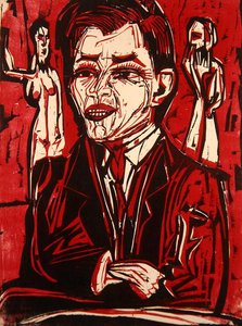 Porträtt av Dr Grohmann (träsnitt i färg) av Ernst Ludwig Kirchner