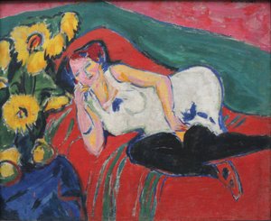 Vila kvinna i vit skjorta av Ernst Ludwig Kirchner