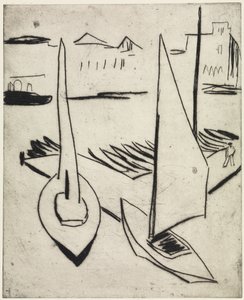 Segelbåtshamn vid Alster, Hamburg / Gata med obelisker, Dresden av Ernst Ludwig Kirchner