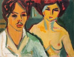 Självporträtt med modell, 1905 av Ernst Ludwig Kirchner