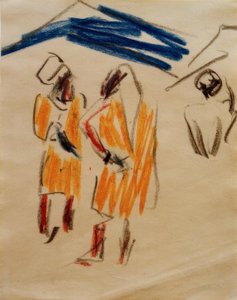 Skiss över två marockaner av Ernst Ludwig Kirchner