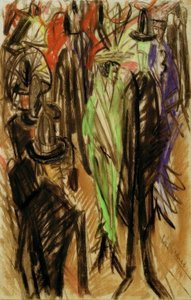 Gatubild med en grön dam av Ernst Ludwig Kirchner