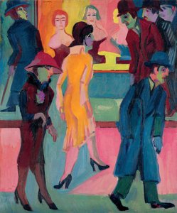 Gatubild vid frisörsalongen; Gatubild framför frisörsalongen, 1926 av Ernst Ludwig Kirchner