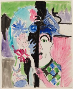 Studie till "Mjölnarhuvud med blommor" av Ernst Ludwig Kirchner