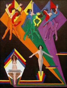 Dansande flickor i färgade strålar av Ernst Ludwig Kirchner