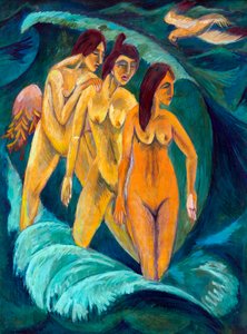 Tre badande av Ernst Ludwig Kirchner