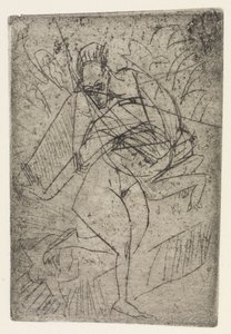 Våldtäktsscen/Tre sittande nakna personer i rummet av Ernst Ludwig Kirchner