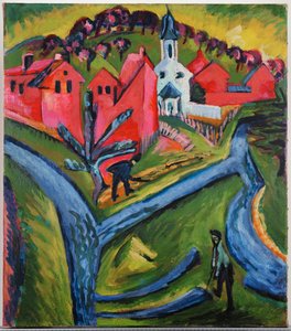 By med blå vägar (målning på duk) av Ernst Ludwig Kirchner