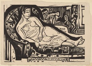 Kvinna som ligger på en soffa av Ernst Ludwig Kirchner