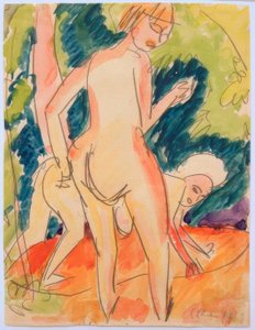 Två flickor som badar av Ernst Ludwig Kirchner