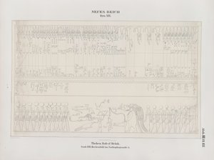 Ritning av takmålningen i Sarkofaghallen, 19:e dynastin, Thebe, Biban-el-Muluk, Nya kungariket, illustration från "Monument till Egypten och Etiopien...", av Richard Lepsius av Ernst Weidenbach