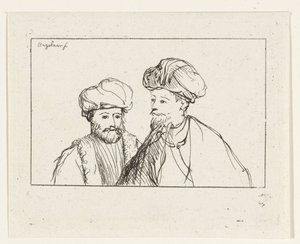 Porträtt av två män med turbaner av Ernst Willem Jan Bagelaar