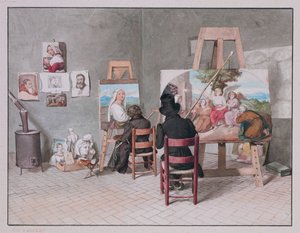 Bernhard Neher och Erwin Speckter i sin ateljé i Rom, av Erwin Speckter av Erwin Speckter