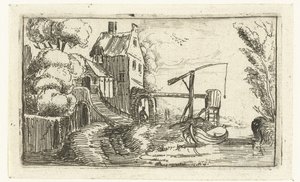 Hus eller fabrik vid en kanal Små landskap (serietitel) av Esaias van de Velde (rejected attribution)