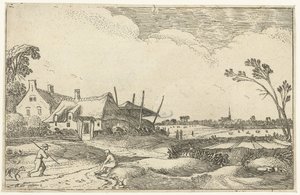 Gård på stig och utsikt över åkrar Landskapslandskap (serietitel) av Esaias van de Velde