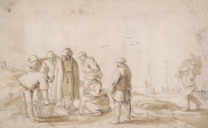 Fiskhandlare på stranden av Esaias van de Velde