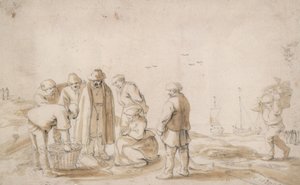 Fiskhandlare på stranden av Esaias van de Velde