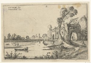 Landskap med en flod och porthus Landskap (serietitel) av Esaias van de Velde