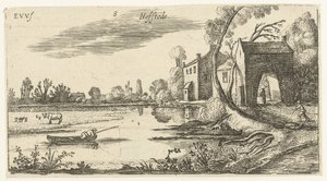 Landskap med en flod och porthus Landskap (serietitel) av Esaias van de Velde